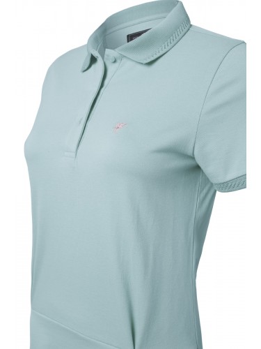 Collar & Sleeve Knit Details Short Sleeve Women Polo Shirt Blue B10590003B