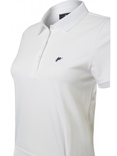 Collar & Sleeve Knit Details Short Sleeve Women Polo Shirt Whıte B10590009W