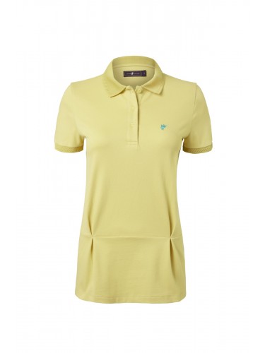 Collar & Sleeve Knit Details Short Sleeve Women Polo Shirt Yellow B10590015G