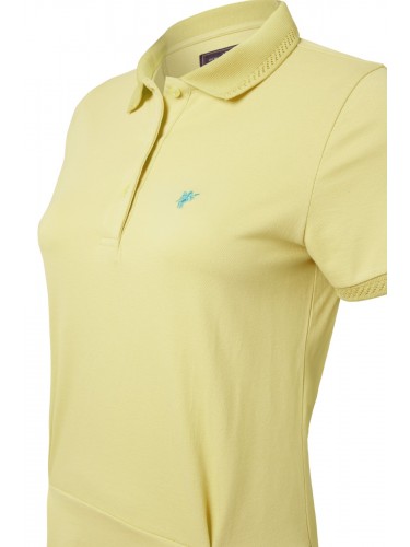 Collar & Sleeve Knit Details Short Sleeve Women Polo Shirt Yellow B10590015G