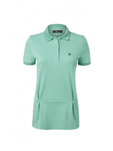 Collar & Sleeve Knit Details Short Sleeve Women Polo Shirt Mınt B10590031M