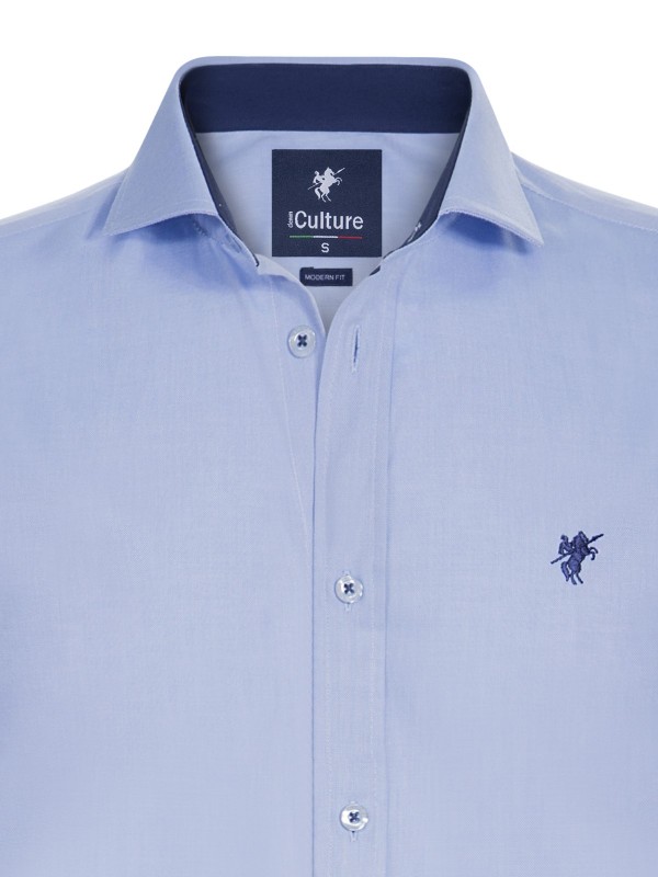Luxury Casual Long Sleeve Men Shirt Blue B7656003B