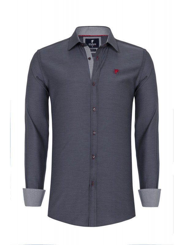 Italian Collar Long Sleeve Men Shirt Anthracıte B7904019A
