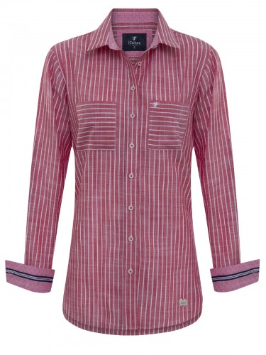 Front Pocket Detailed Long Sleeve Women Blouse Rot B8220006R
